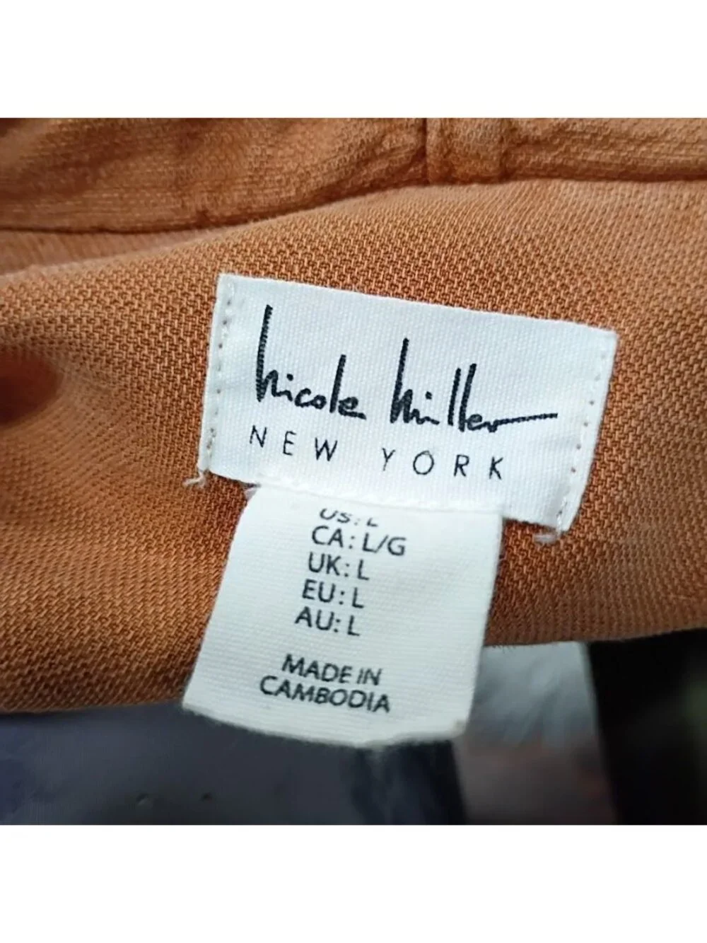 Nicole Miller Hooded Terra Cotta Cropped Linen Lagenlook Jacket Womens Large